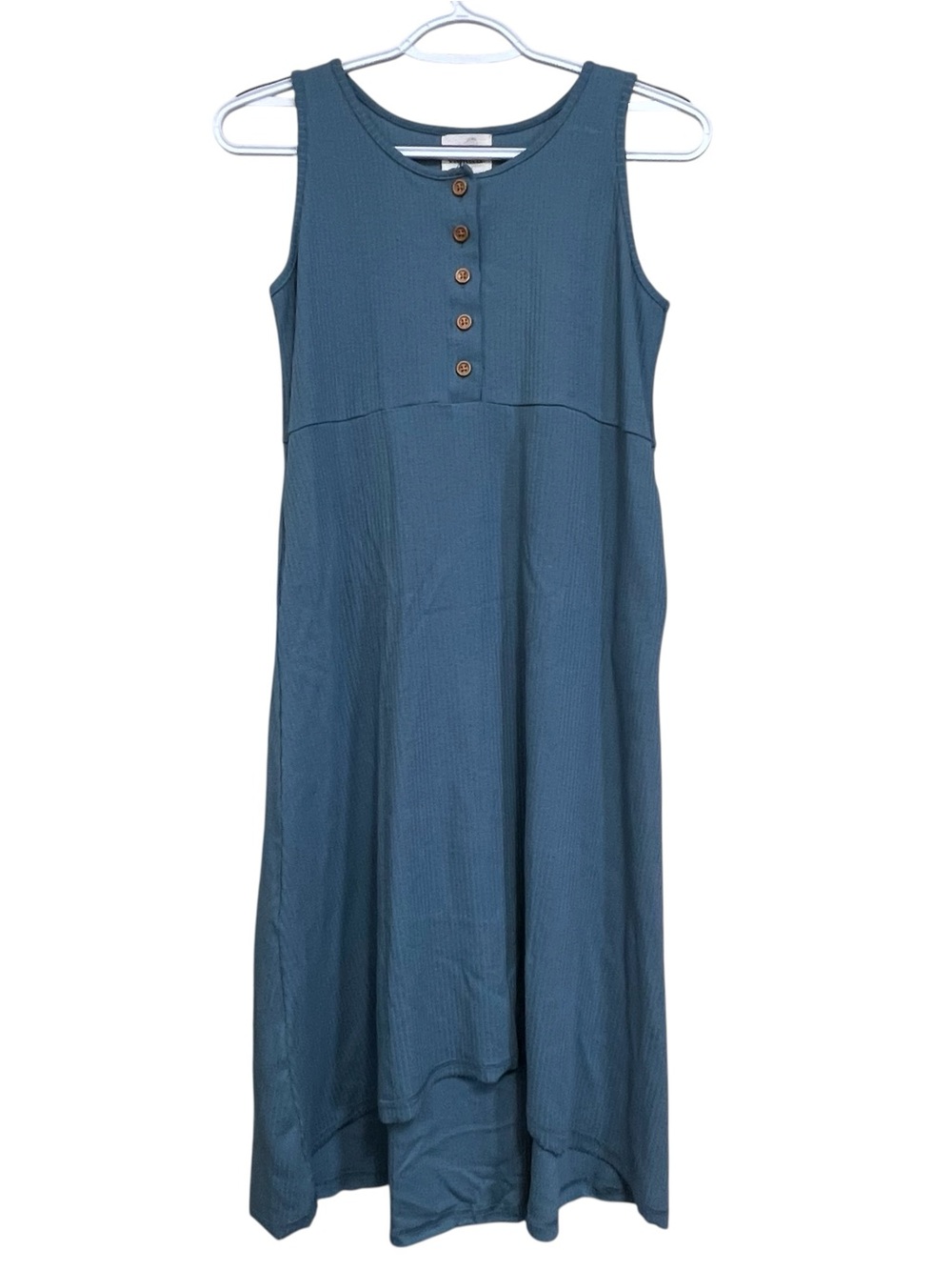 Sleeveless Blue Ribbed Girls Dress Size 16Y